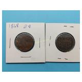 1866 & 1868 2 Cent pieces