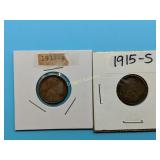 1914-S and 1915-S Lincoln Cents,  Semi-key Dates