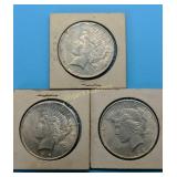 (3) 1922-P Peace Dollars,  Decent luster