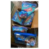 Water toys, floats, goggles