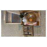 Washboard, dishes, glassware