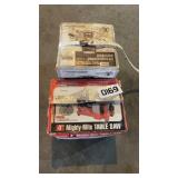 5/8 horsepower router, 4" table saw