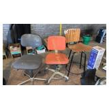 Two desk chairs and one barstool