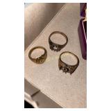 (3) Rings, One marked 10kt