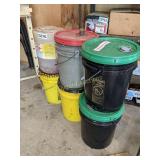 (6) 5-gallon buckets (2 have some used oil)