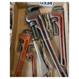 (4) Pipe Wrenches, (2) Vice grips