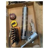 Air grease gun, punches, tape measure