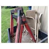 Wooden Sawhorses, lawn chair