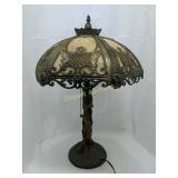 Slag glass table lamp