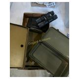 Bushnell binoculars & metal boxes
