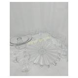 Cake  & serving tray with (7) glasses