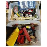 2 tubs of painting supplies & more