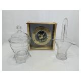 World clock, glass basket & dish