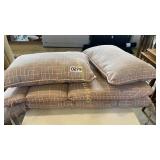 Patio furniture cushions and two pillows