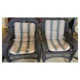2 wicker outdoor chairs