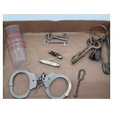 Pocket knives, skeleton keys, cuffs and more