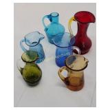 Crackle glass, small pitchers