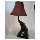 Wood elephant table lamp
