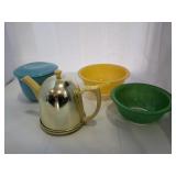 Hall teapot,  Pyrex nesting bowls and covered