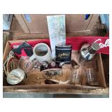 Liquor bottle toppers, flask, glasses and more