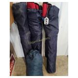 3 patriotic camp bag chairs and small tent