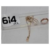 14 kt ring and necklace