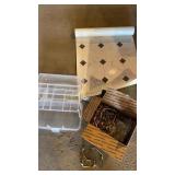 Storage box, drawer handles, vinyl flooring