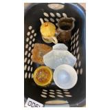 Basket, pitchers, bowls