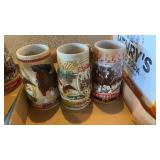 (3) Budweiser Beer steins