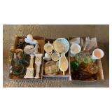 Glass cups, decorative plates, figurines