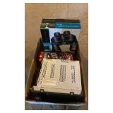 Nascar diecast, car radio, binoculars