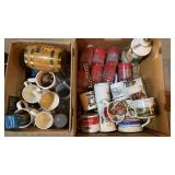 Coffee mugs, glass cups, piggy bank