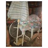 Patio table, umbrella, (4) chairs