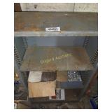 Metal shelf with contents