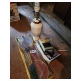 Lamp, cassette player and badminton set