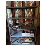 Metal shelf with contents