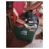 Tote of mostly bill hats (3 layers deep)