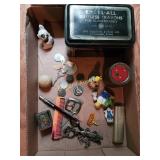 Vintage tin, coin bank and more