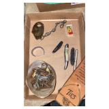 Pocket knives, lock, keys