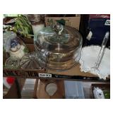 Cake safe, milk glass basket, candy dish & more