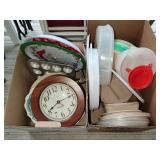 Plastic ware, clock and more