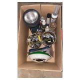 Fire extinguisher, locks, flashlight