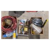 Car care supples, hub caps, extension cord, tools