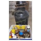 Caulk, spray paint, nails, tin