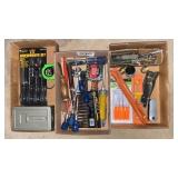Drill bit set, screwdrivers, tools