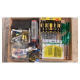 Sharpening stone, socket set, drill bit set,