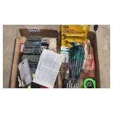 Wrench set, screwdrivers, drill bit set, tape