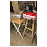 Stool, tv table, batteries, pamphlets