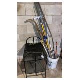 Metal cart, squeegee, picker