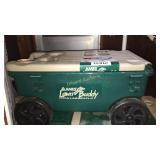 Lawn Buddy fold down seat, pulling and pushing